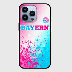 Чехол для iPhone 13 Pro Bayern neon gradient style посередине, цвет: 3D-черный