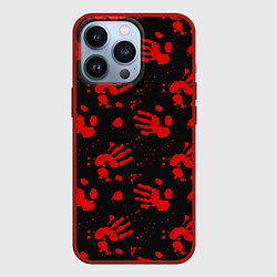 Чехол для iPhone 13 Pro Blood hands паттерн, цвет: 3D-красный