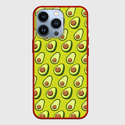 Чехол для iPhone 13 Pro Паттерн с половинкой авокадо, цвет: 3D-красный