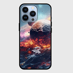 Чехол для iPhone 13 Pro Космическое столкновение планет, цвет: 3D-черный