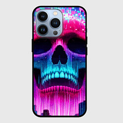 Чехол для iPhone 13 Pro Pixel skull blast brain - cyber city ai art, цвет: 3D-черный