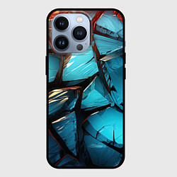 Чехол для iPhone 13 Pro Синие объемные плиты, цвет: 3D-черный