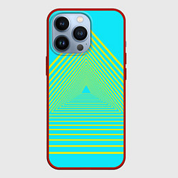 Чехол для iPhone 13 Pro Неоновый с контурными треугольниками, цвет: 3D-красный