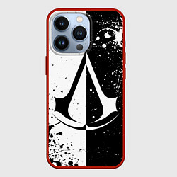 Чехол для iPhone 13 Pro Assasins Creed - black and white, цвет: 3D-красный