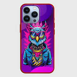 Чехол для iPhone 13 Pro Стильная сова в одежде, цвет: 3D-красный
