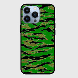 Чехол для iPhone 13 Pro Камуфляж на зеленом фоне, цвет: 3D-черный