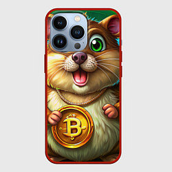 Чехол для iPhone 13 Pro Хомяк в крипте, цвет: 3D-красный