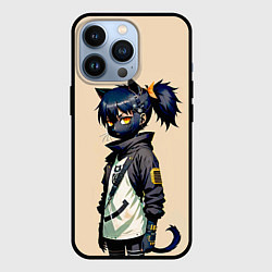 Чехол для iPhone 13 Pro Прикольная чёрная кошечка - нейросеть, цвет: 3D-черный