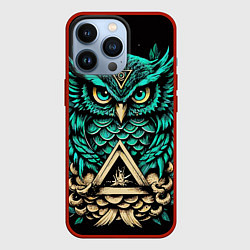 Чехол для iPhone 13 Pro Мудрая сова в скандинавском стиле, цвет: 3D-красный