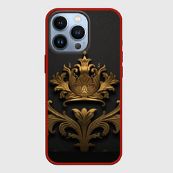 Чехол для iPhone 13 Pro Объемная золотая корона с узорами, цвет: 3D-красный