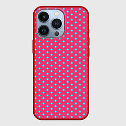 Чехол для iPhone 13 Pro Паттерн голубые ромбики, цвет: 3D-красный