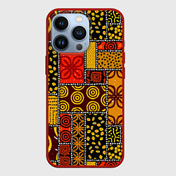 Чехол для iPhone 13 Pro Разноцветный орнамент, цвет: 3D-красный