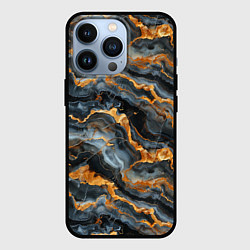 Чехол для iPhone 13 Pro Мраморное золото, цвет: 3D-черный