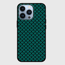 Чехол для iPhone 13 Pro Чёрно-бирюзовый узорчатый паттерн, цвет: 3D-черный