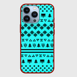 Чехол для iPhone 13 Pro Ведьмак зимний паттерн, цвет: 3D-красный
