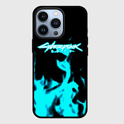 Чехол для iPhone 13 Pro Cyberpunk neon flame, цвет: 3D-черный