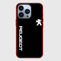 Чехол для iPhone 13 Pro Peugeot logo white, цвет: 3D-красный