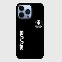 Чехол для iPhone 13 Pro SAAB logo white, цвет: 3D-черный