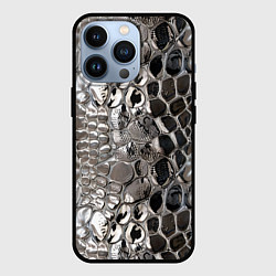 Чехол для iPhone 13 Pro Серебряная кожа змеи, цвет: 3D-черный