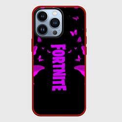 Чехол для iPhone 13 Pro Fortnite buterfly neon, цвет: 3D-красный