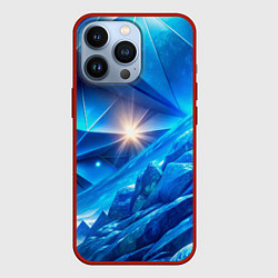 Чехол для iPhone 13 Pro Синяя объемная абстракция со вспышкой, цвет: 3D-красный
