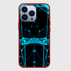 Чехол для iPhone 13 Pro Синий плексус, цвет: 3D-красный