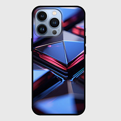 Чехол для iPhone 13 Pro Абстрактные фиолетовые плиты со свечением, цвет: 3D-черный