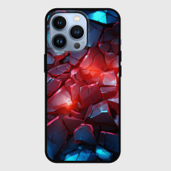 Чехол для iPhone 13 Pro Синие камни с красным светом, цвет: 3D-черный