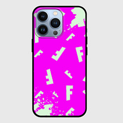 Чехол для iPhone 13 Pro Fortnite pattern pink, цвет: 3D-черный