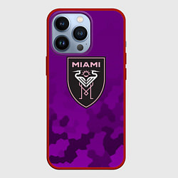 Чехол для iPhone 13 Pro Inter Miami logo pattern, цвет: 3D-красный