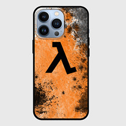 Чехол для iPhone 13 Pro Half life оранжевые краски, цвет: 3D-черный