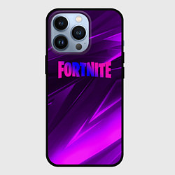 Чехол для iPhone 13 Pro Fortnite neon stripes angles logo, цвет: 3D-черный