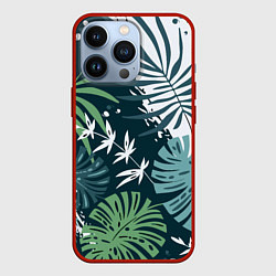 Чехол для iPhone 13 Pro Листья тропических джунглей абстракция, цвет: 3D-красный