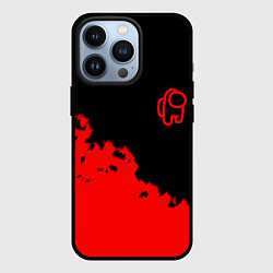 Чехол для iPhone 13 Pro Among us красные краски, цвет: 3D-черный