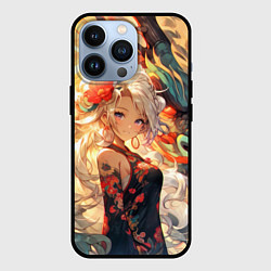 Чехол для iPhone 13 Pro Девушка аниме с драконом, цвет: 3D-черный