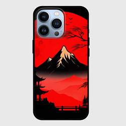 Чехол для iPhone 13 Pro Красный закат и горы, цвет: 3D-черный