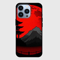 Чехол для iPhone 13 Pro Гора японии на фоне заката, цвет: 3D-черный