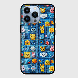 Чехол для iPhone 13 Pro Пэчворк с зайчиками, цвет: 3D-черный