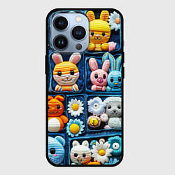 Чехол для iPhone 13 Pro Пэчворк с зайцами, цвет: 3D-черный