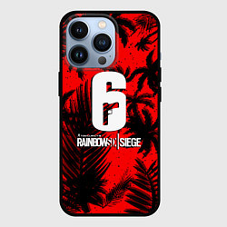 Чехол для iPhone 13 Pro Rainbow six тропик паттерн, цвет: 3D-черный