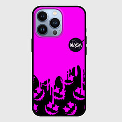 Чехол для iPhone 13 Pro Marshmello neon nasa, цвет: 3D-черный