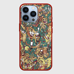 Чехол для iPhone 13 Pro Монстры и девушки, цвет: 3D-красный