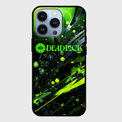 Чехол для iPhone 13 Pro Deadlock logo зеленая абстракция, цвет: 3D-черный