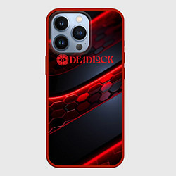 Чехол для iPhone 13 Pro Deadlock logo красные соты и неон, цвет: 3D-красный