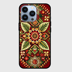 Чехол для iPhone 13 Pro Русские классические узоры и орнамент, цвет: 3D-черный