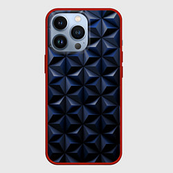 Чехол для iPhone 13 Pro Геометрия с синей подсветкой, цвет: 3D-красный