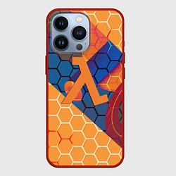 Чехол для iPhone 13 Pro Half life hexagon steel, цвет: 3D-красный