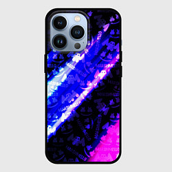 Чехол для iPhone 13 Pro Marshmello neon steel, цвет: 3D-черный