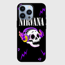 Чехол для iPhone 13 Pro Nirvana неоновый череп, цвет: 3D-черный