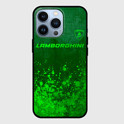 Чехол для iPhone 13 Pro Lamborghini - green gradient посередине, цвет: 3D-черный